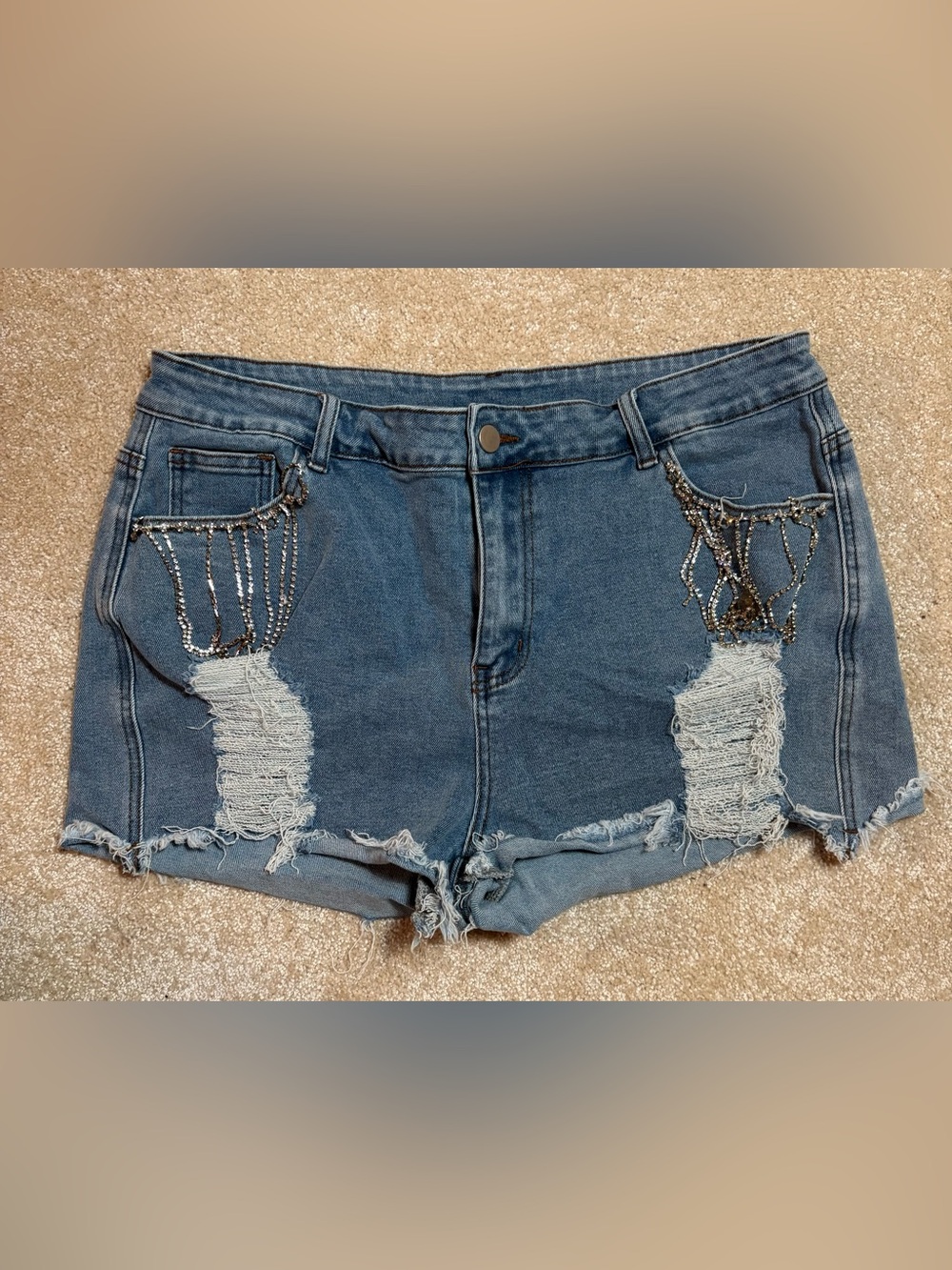 XXL Denim Shorts Shiny ‘s on the Pockets
